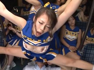 Kinky Japanese cheerleaders get it on on a bus