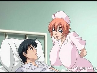 Busty perawat hentai menyebalkan dan rides ayam dalam video anime