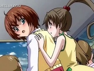 Anime teen sexual connection attendant gets hairy pussy drilled rough