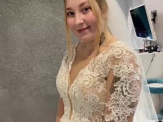 Russian seconded couple could not repel and fucked right in a connubial dress.